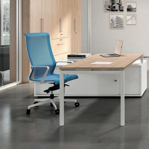 moderner Chefsessel / Maschen / poliertes Aluminium / mit Rollen