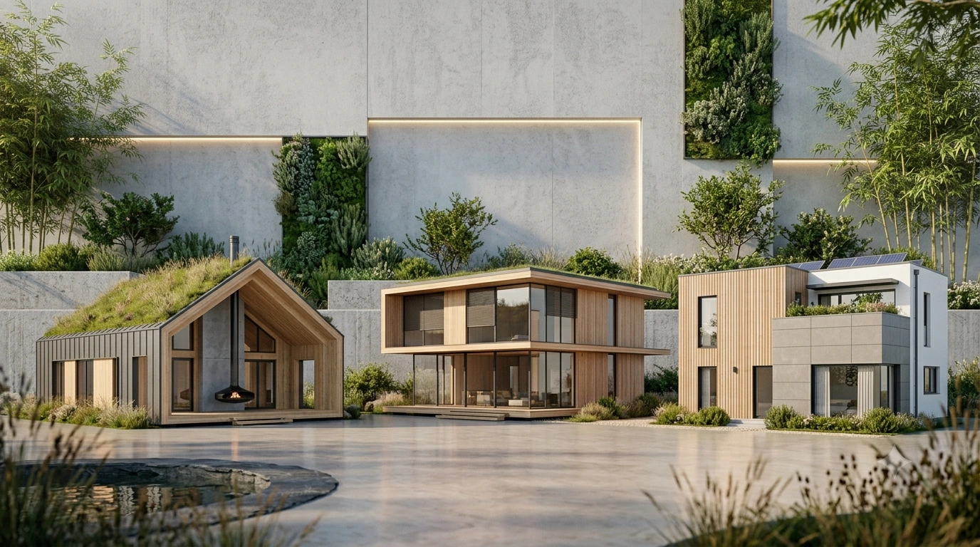 Professioneller Architekt prüft Pläne für den Massivholzbau auf einer Baustelle mit dem Skelett eines mehrstöckigen Bürogebäudes aus Holz.