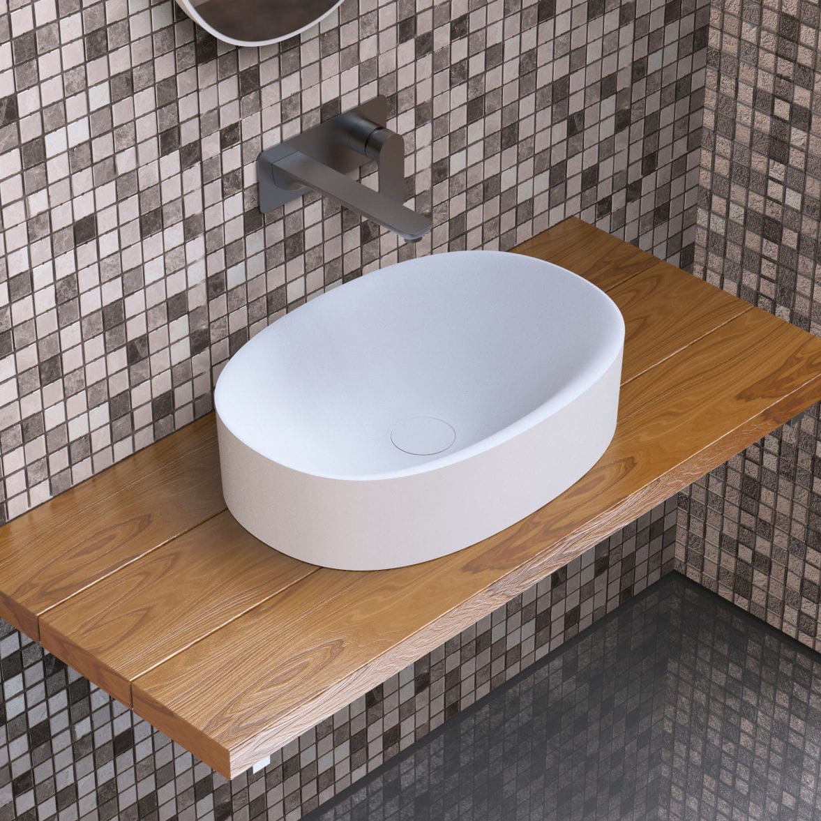 Aufsatzwaschbecken - 290230 SOLIDCLIFF-50 - IDEAVIT B.V - oval