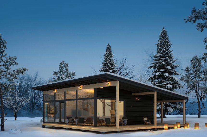 Bungalow-Stil-Haus - HALTI - Honka Log Homes - aus Massivholz-Block