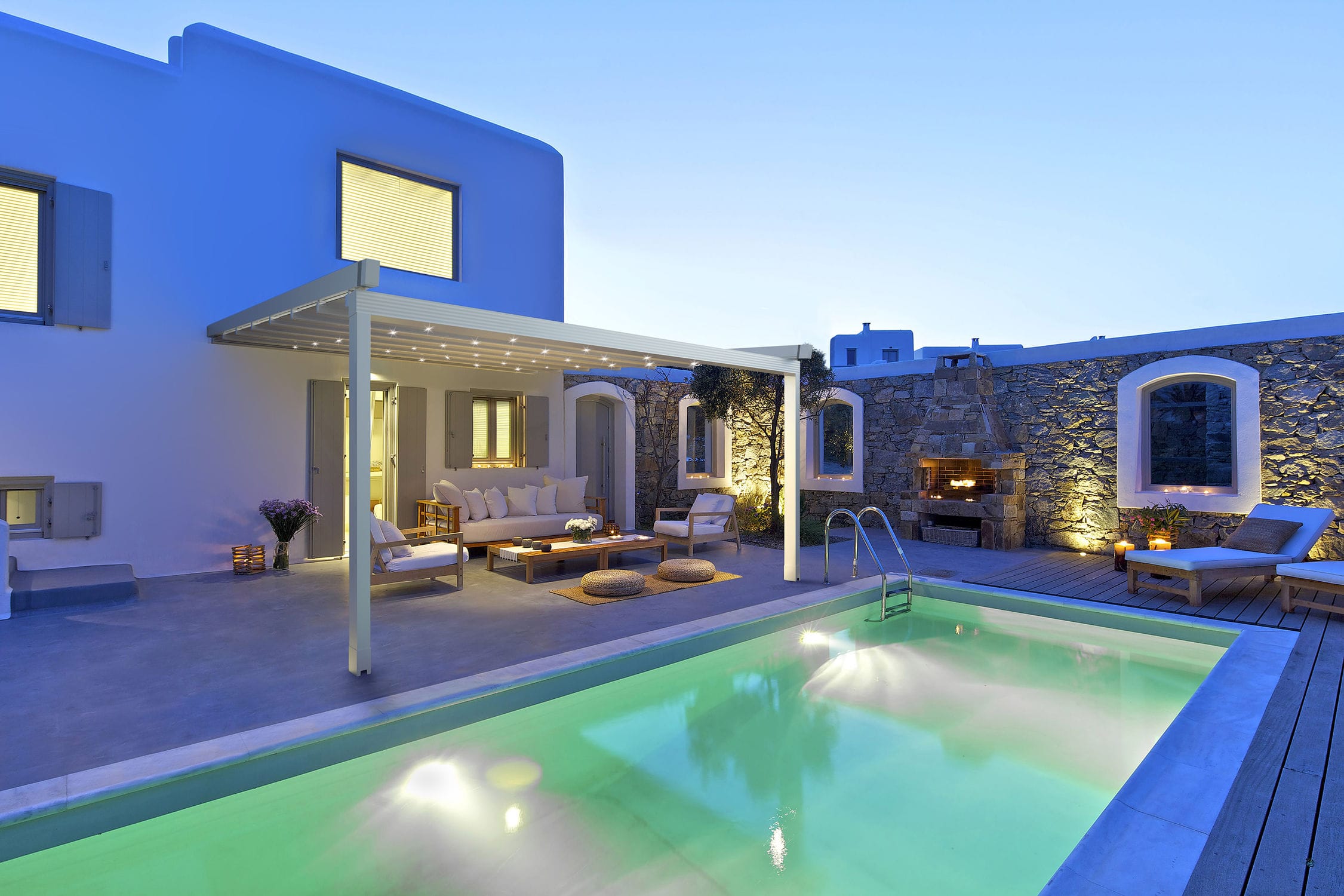 Angebaute Pergola - MED VIVA - Gibus SPA - Aluminium / Stoff-Faltdach