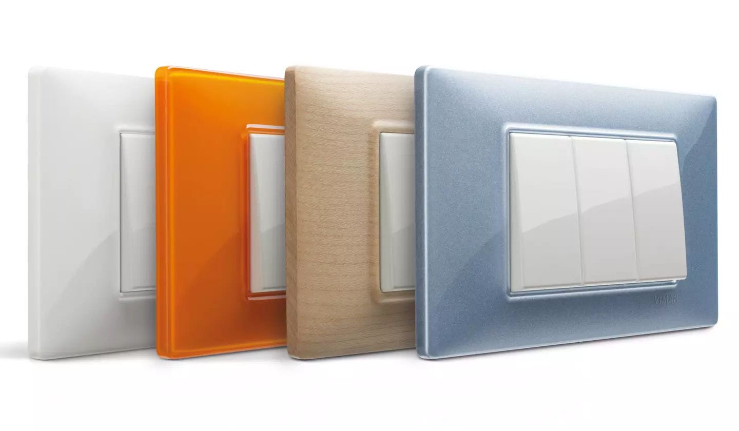 Obst-Serie Steckdosen & Schalter, Kompatibel Mit Vimar Plana, 4 Lochkappen – Weiß, Modular