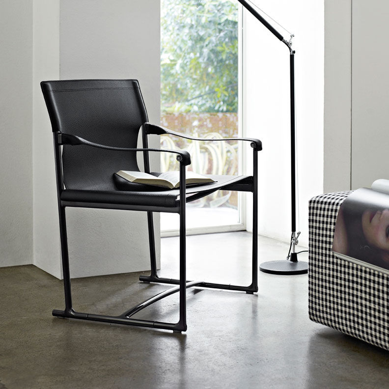 Moderner Stuhl - MIRTO INDOOR - B&B Italia - Leder / mit Fußgestell aus