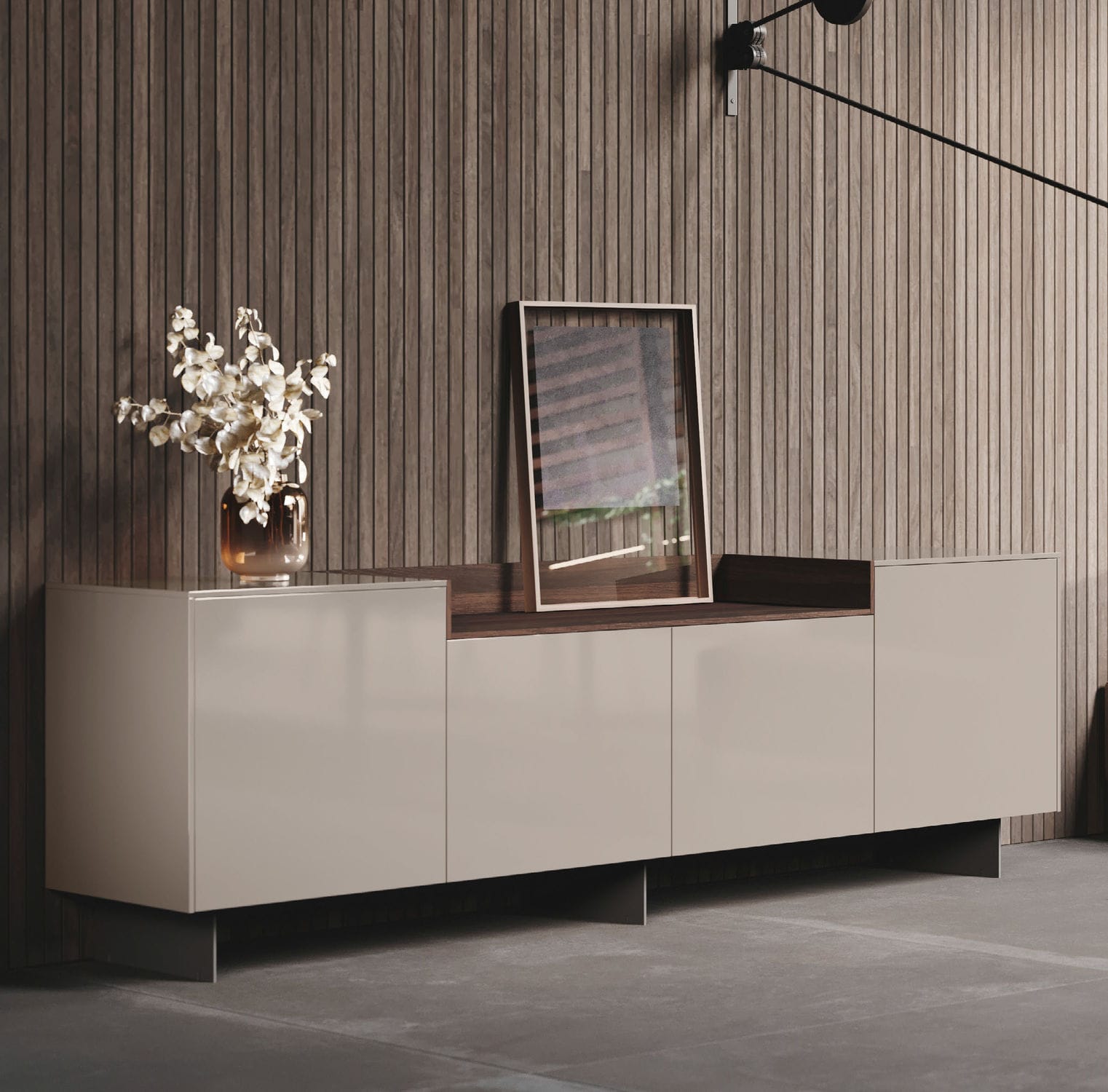Modernes Sideboard MANTIS BINOVA S.p.A. lackiertes Holz Eiche lackiertes Metall