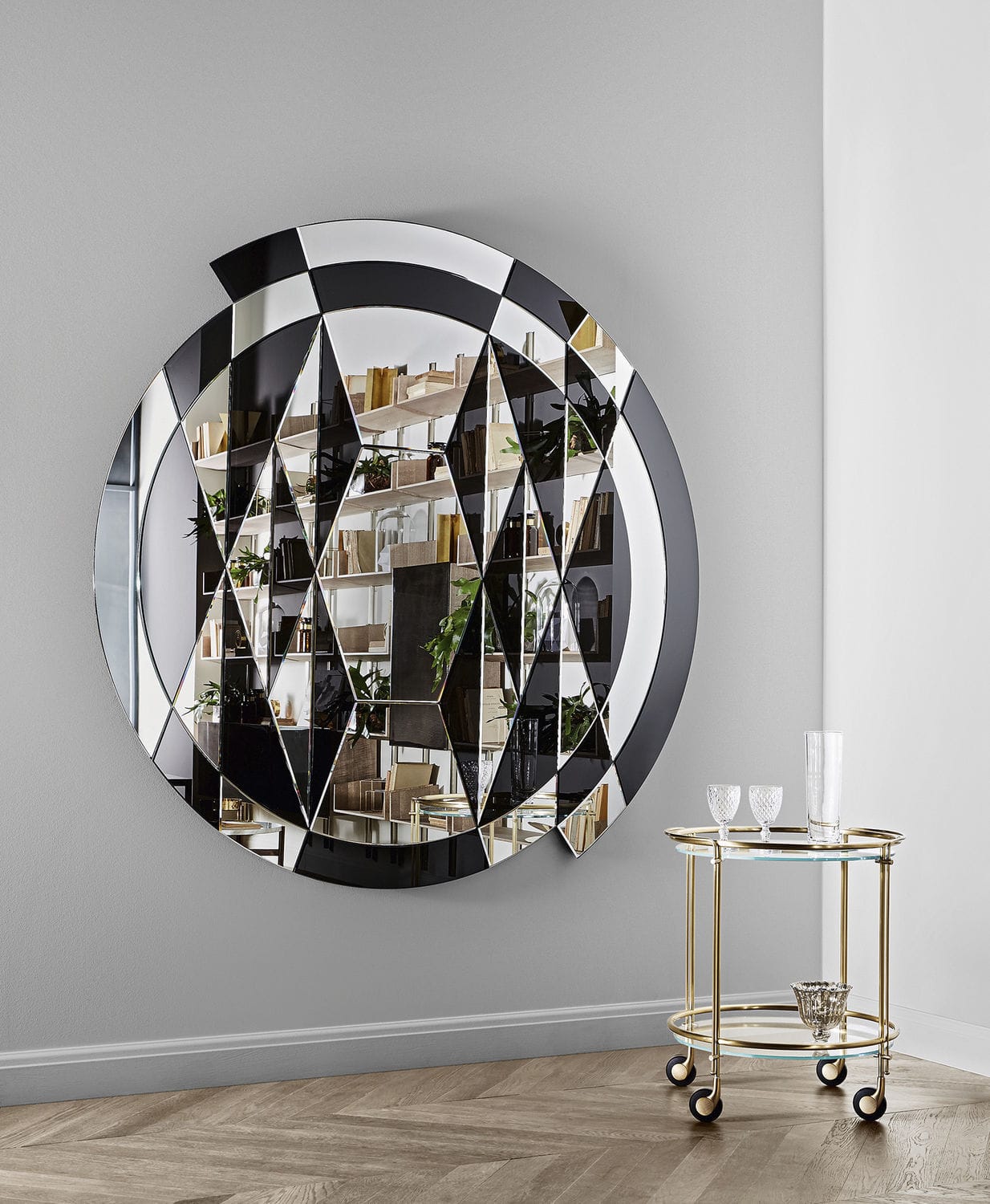 Wandmontierter Spiegel Black White Beat Gallotti Radice Modern Rund