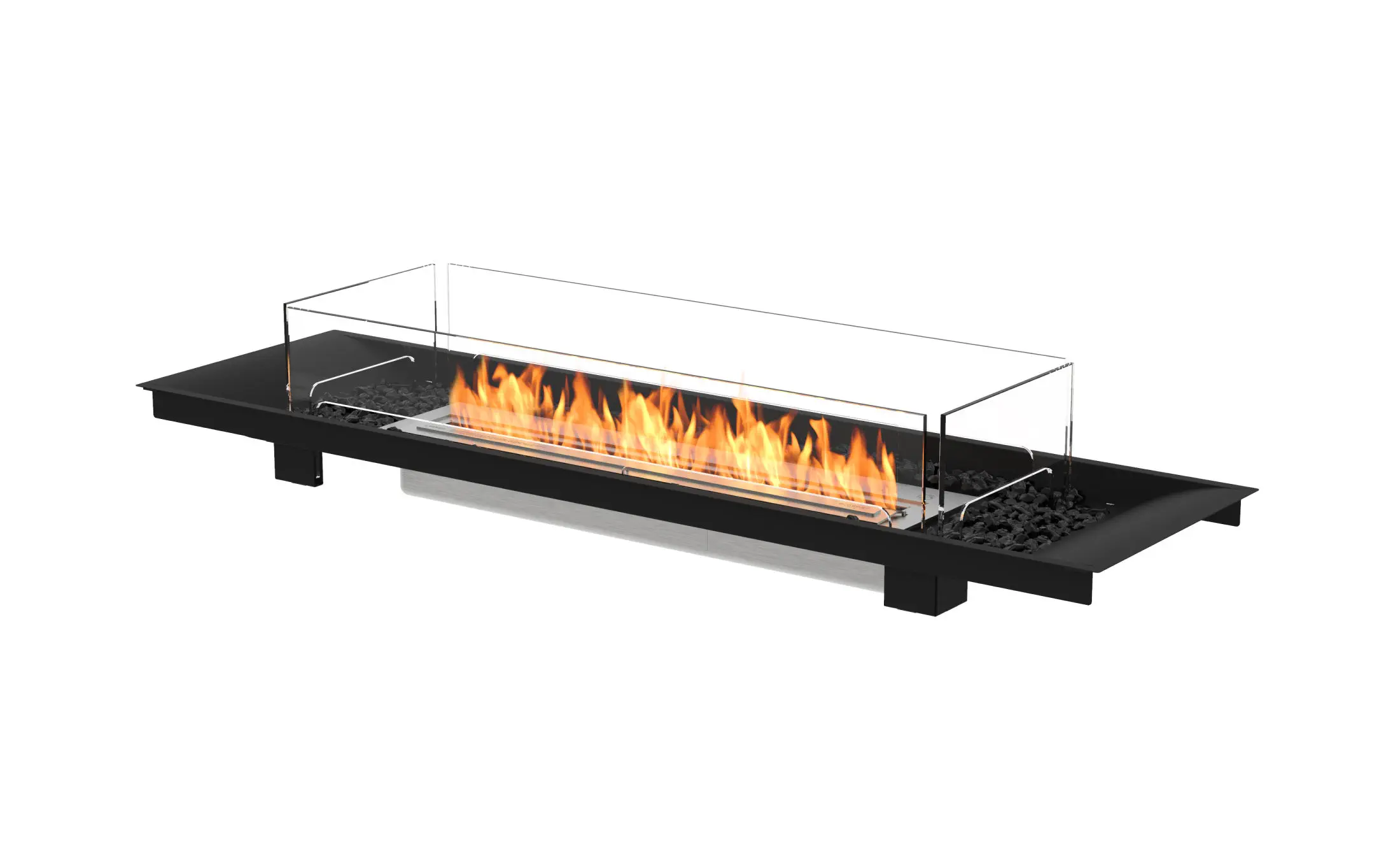 Skyflame Feuerstelle Windschutz Aus Gehärtetem Glas – 198,1 X 27,9 Cm, Klar, Mit Rutschfesten Füßen | Für Lineare Außen-Feuerstellen