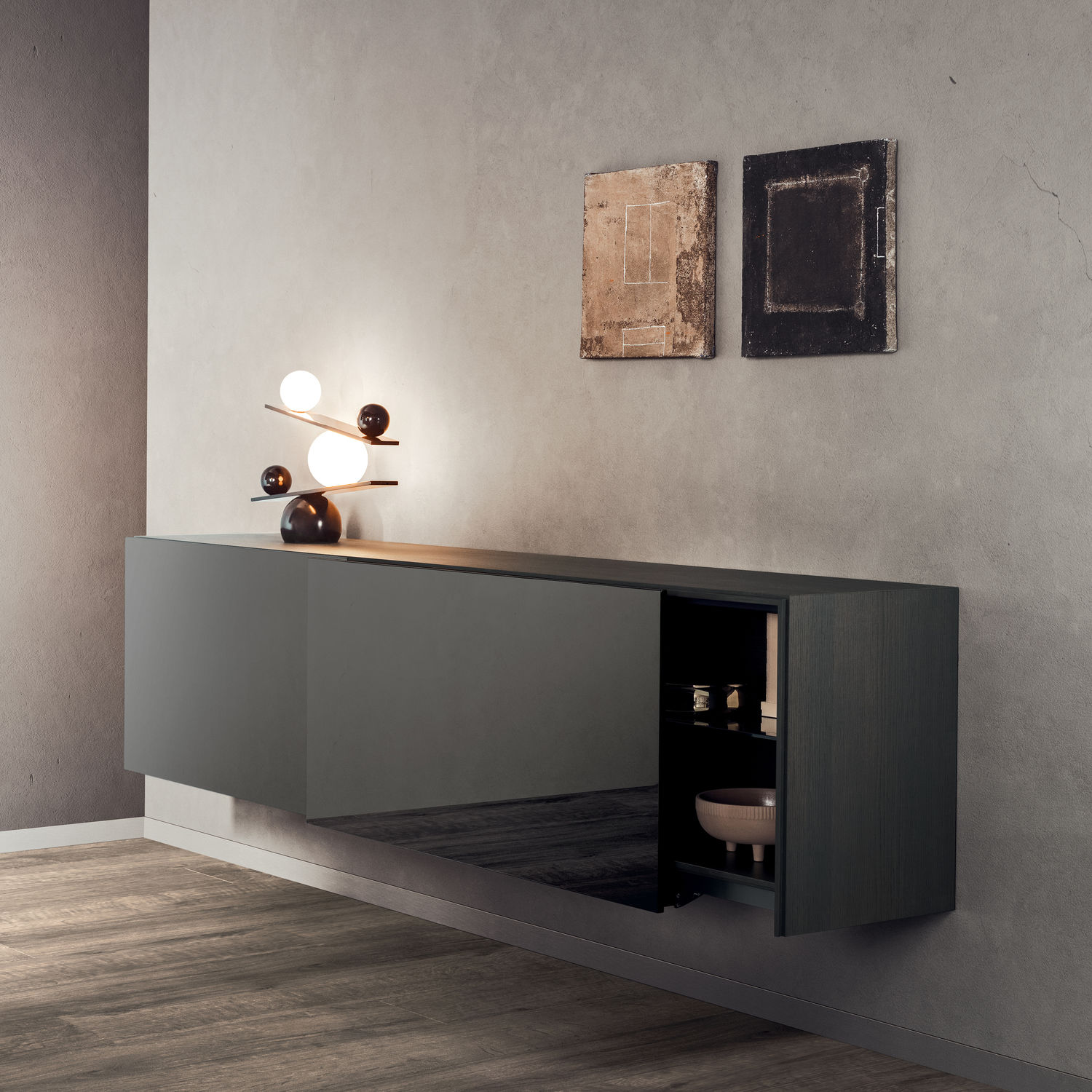 Wandmontiertes Sideboard PEOPLE PIANCA modern / aus lackiertem