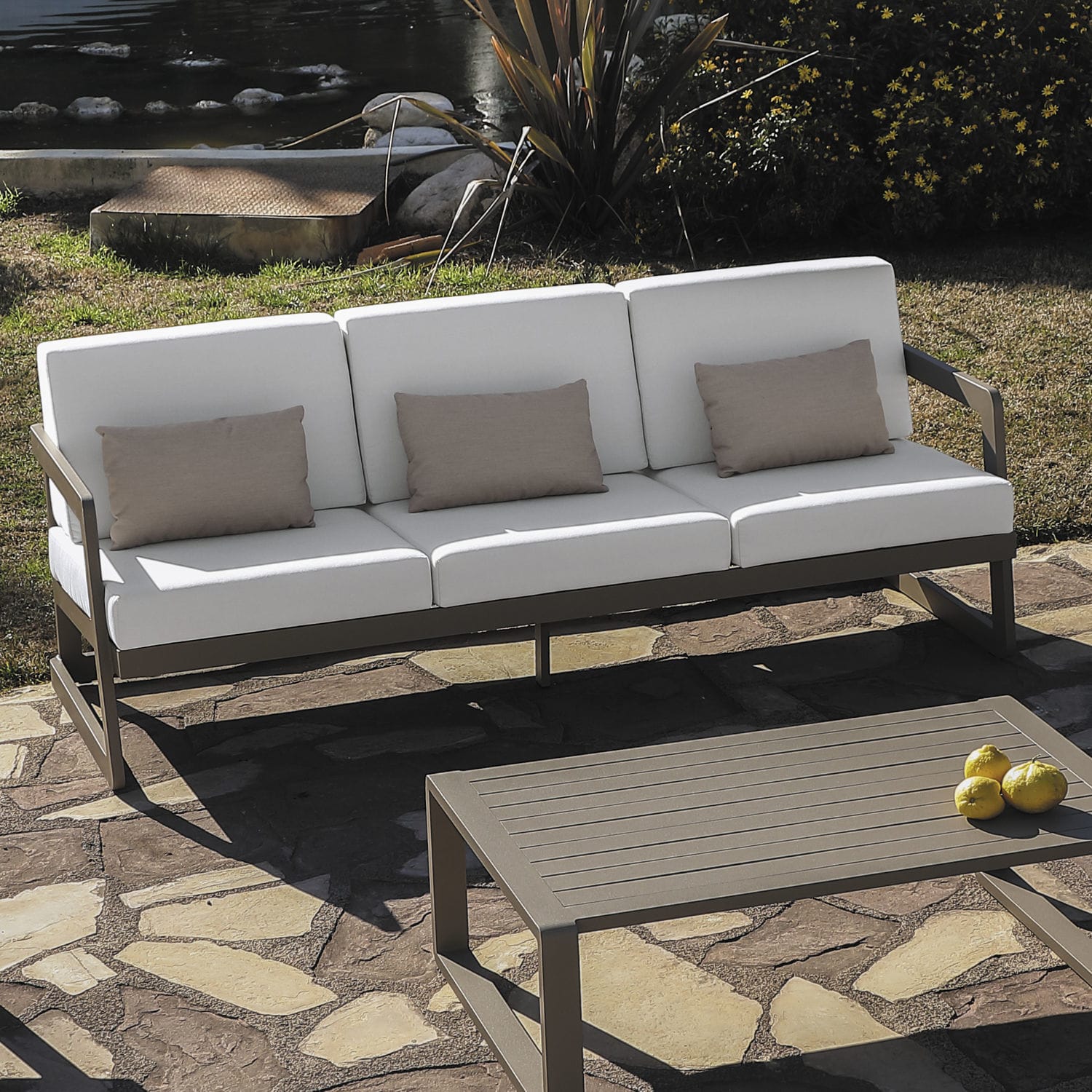 Sofa für Garten FARO ARKIMUEBLE für Terrasse / weiß / Stoff