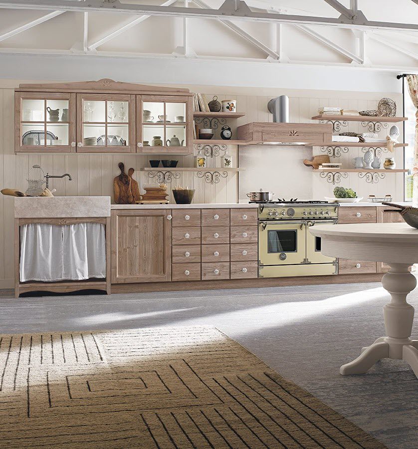 Klassische Küche - CRETA TALCATO - Callesella - Holz / mit Griffen