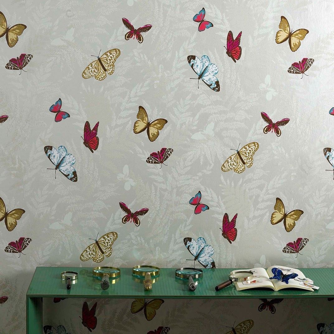 Moderne Tapete LOMBARDIA FARFALLA Nina Campbell Tiermuster 