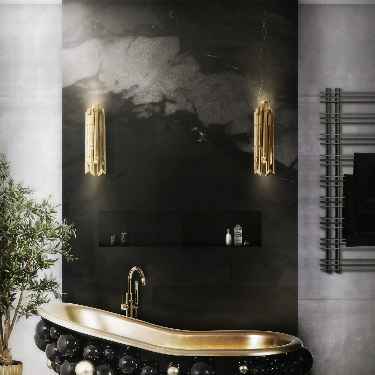Aluminium Dekorplatte Black Paramount Surface Maison Valentina Wandmontiert Fur Bad Bedruckt