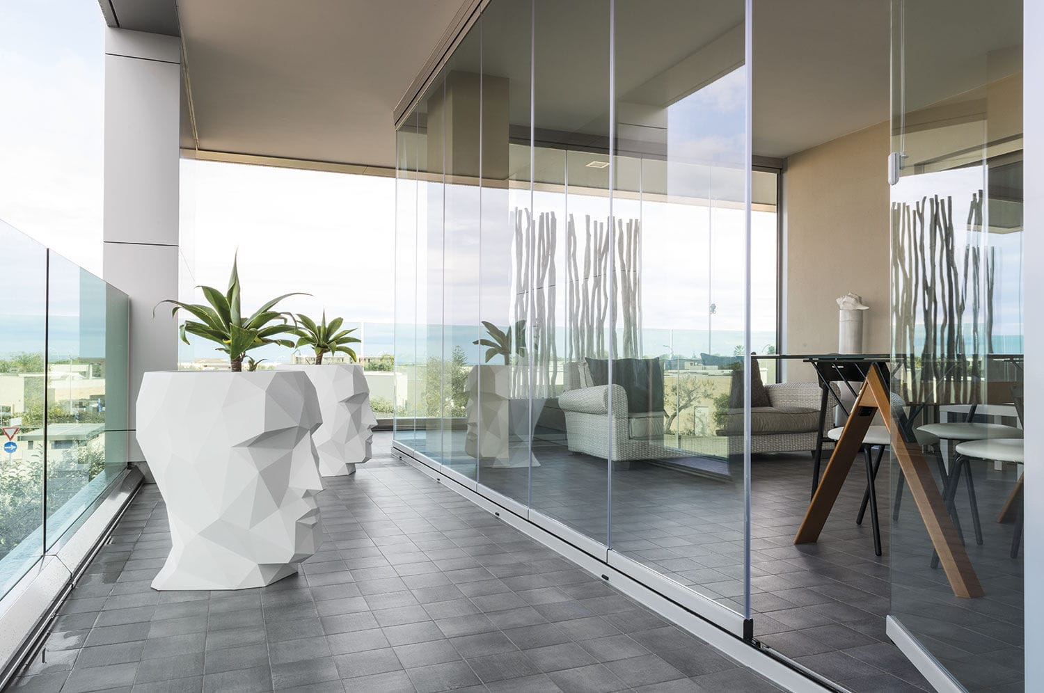 Schiebe-Glaswand - PARTERRE : BRILLANTE - Frigerio Living - faltbar