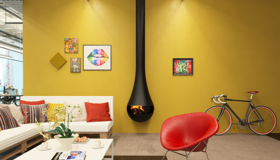 Holzkamin - PERLA - CL Design - modern / geschlossene Feuerstelle / Zentral