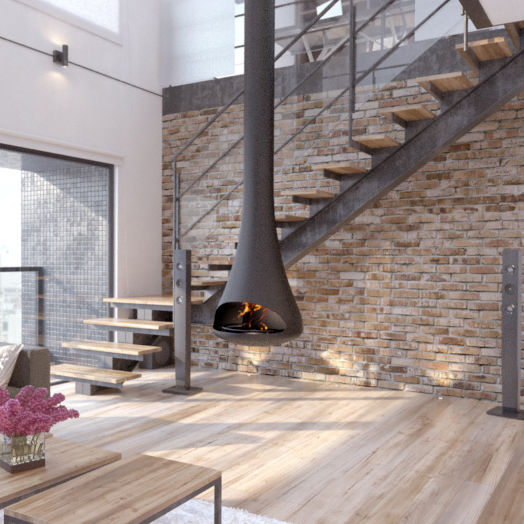 Holzkamin - FUSION - CL Design - modern / hängend / geschlossene