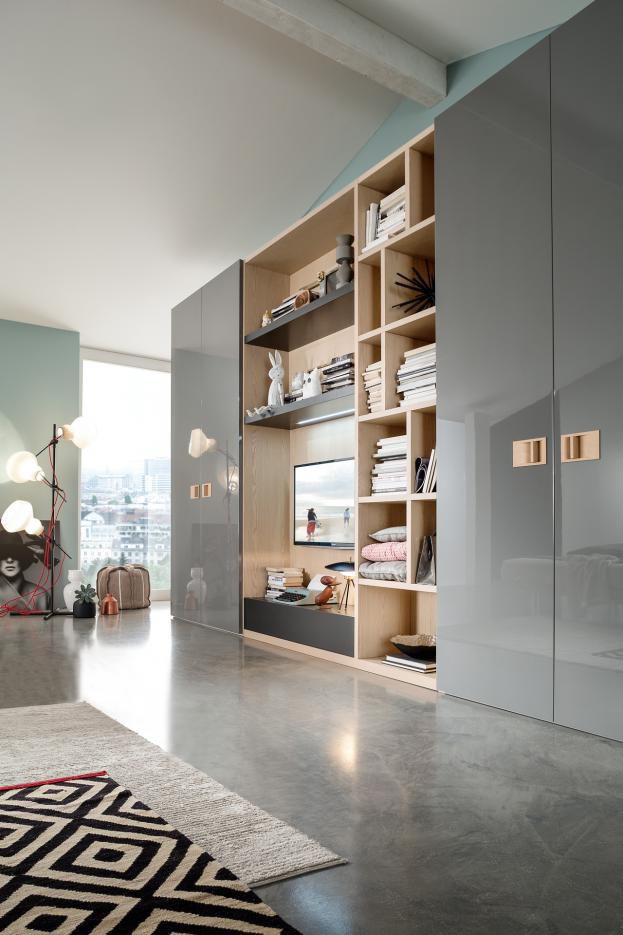 Moderner Kleiderschrank - Mobilgam - hochglanzlackiertes Holz