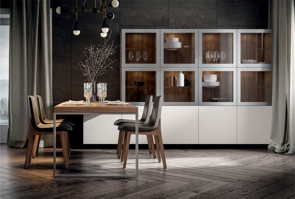 Moderner Geschirrschrank - GENESI - Home srl - Holz / Glas