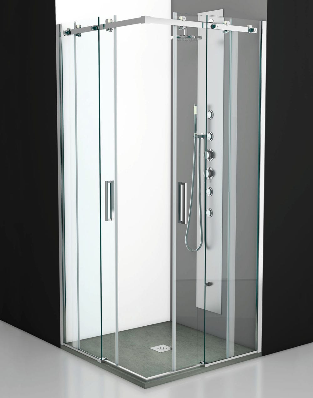 Schiebeduschwand SMEA THERMO DESIGN für Eckeinbau / Hartglas