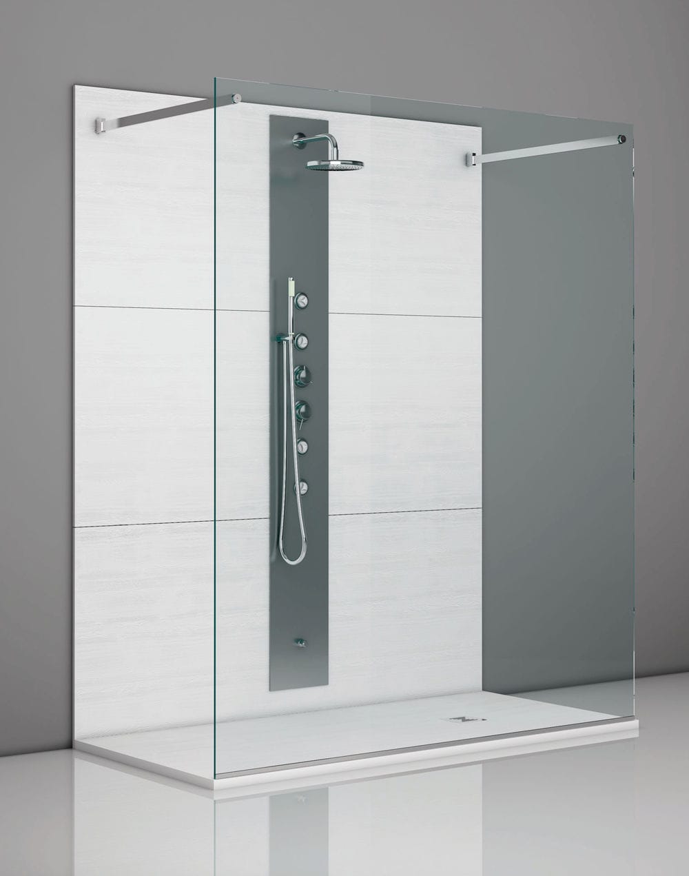 Festinstallierte Duschwand SMFGB2 THERMO DESIGN Hartglas