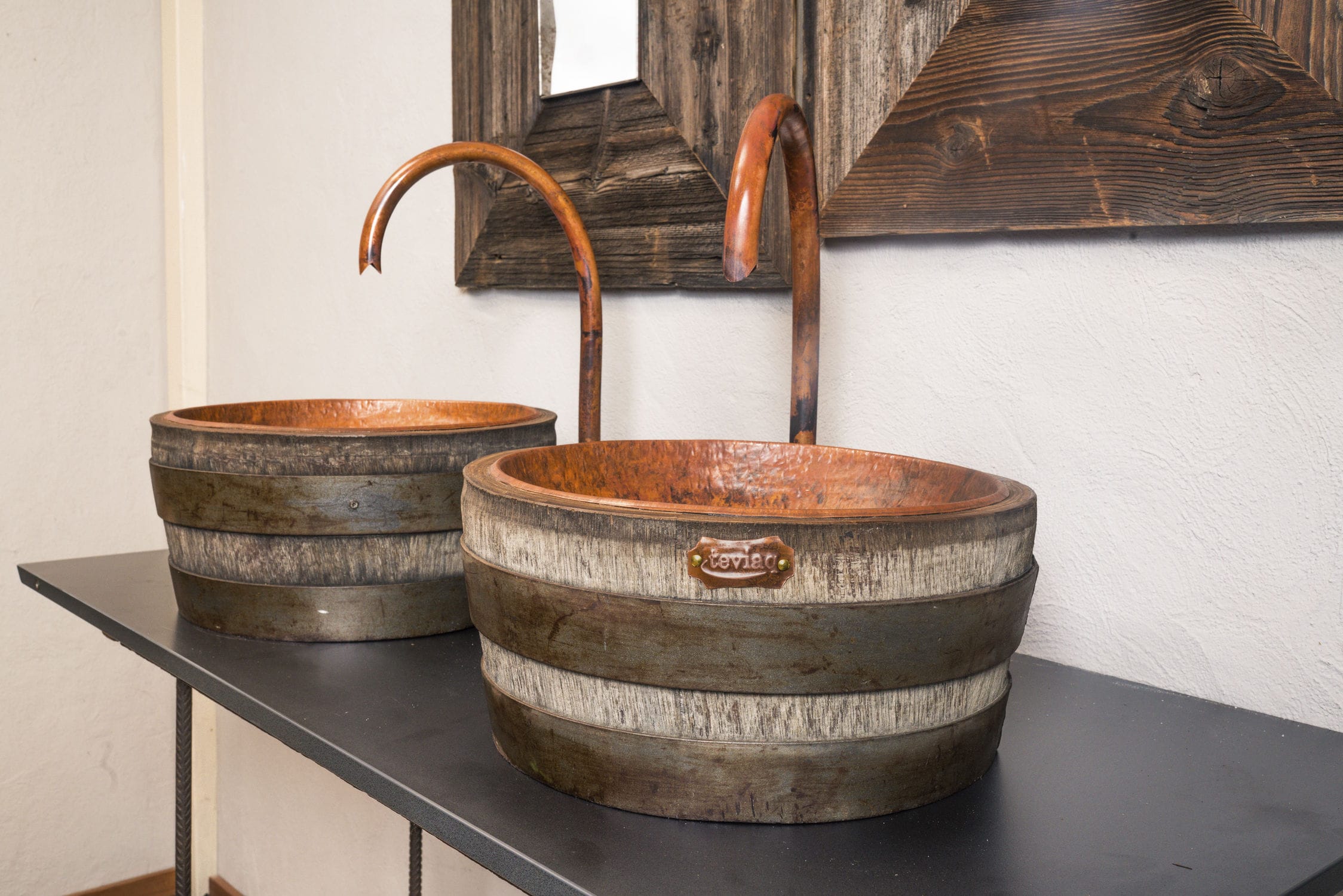 Aufsatzhandwaschbecken - teviaq - rund / Kupfer