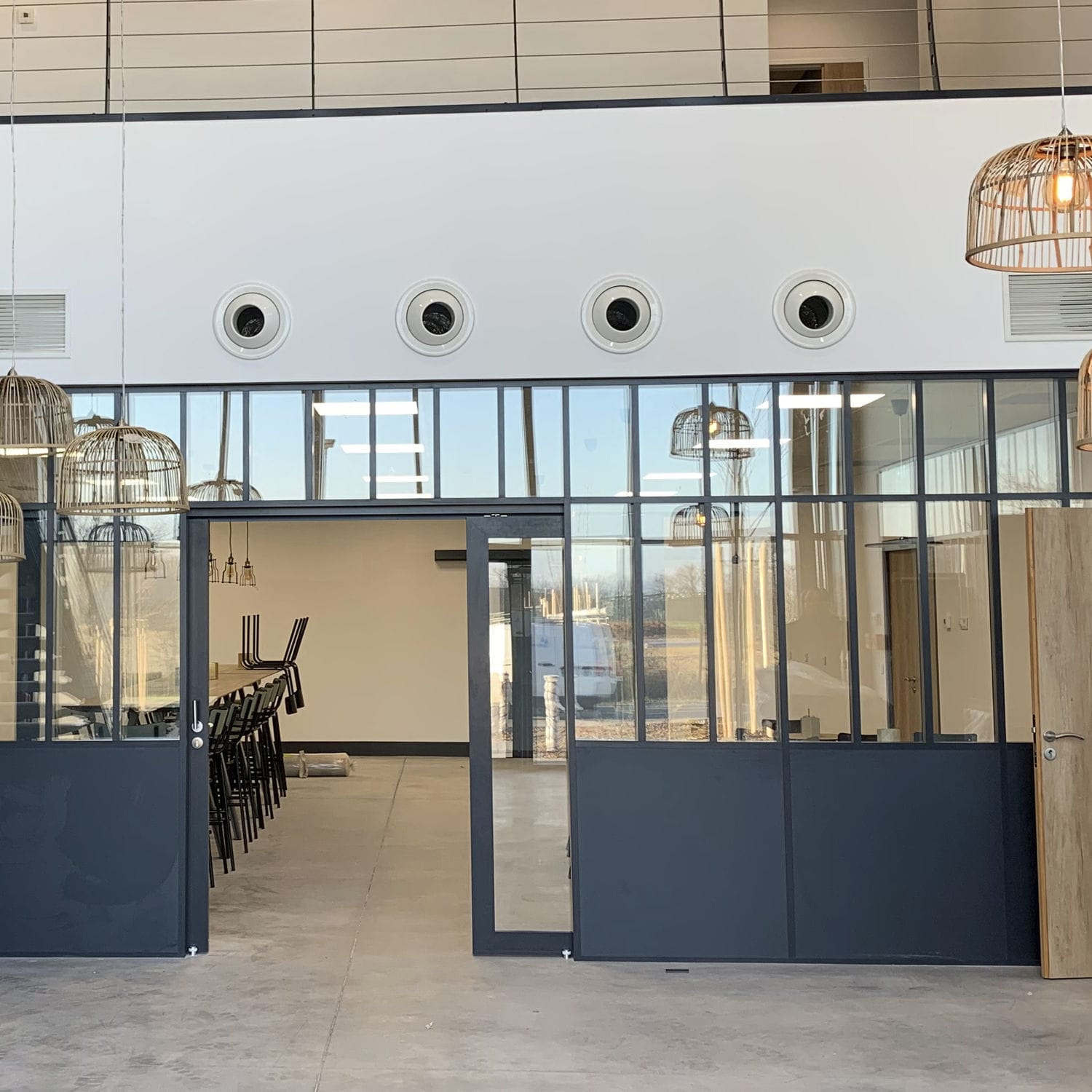 Tür für Innenbereich - COULISSANTE - Mecanalu - Holz / Glas / Aluminium