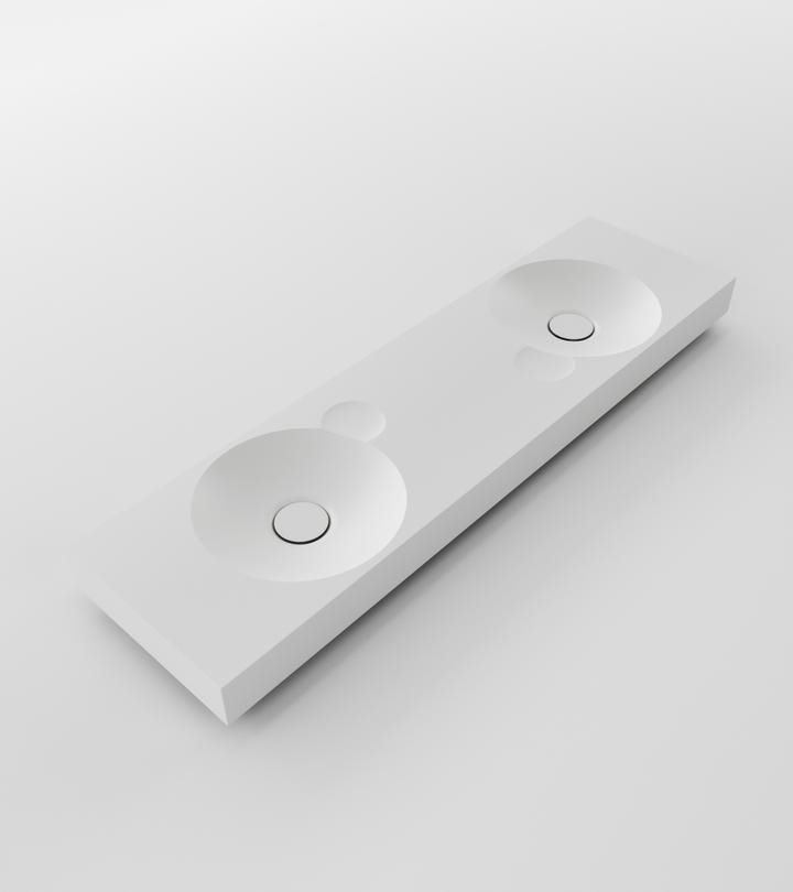 Doppeltes Waschbecken / Wand / rechteckig / Mineralwerkstoff - EROSION