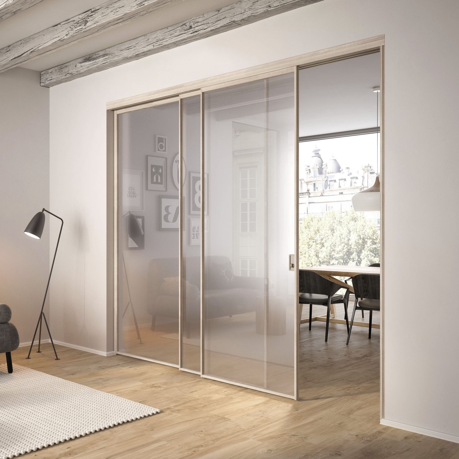 Tür für Innenbereich - BEAT - ALBED - Holz / Aluminium / Schiebe