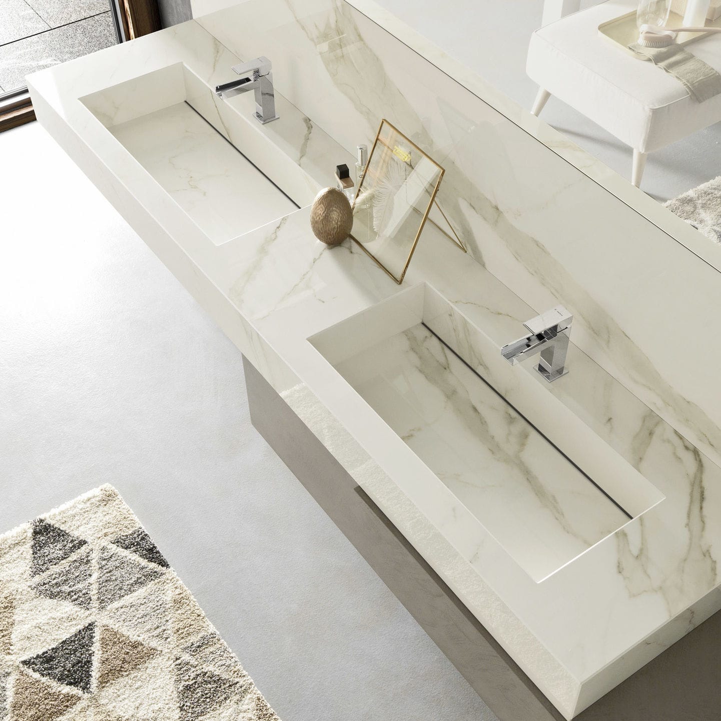 Doppeltes Waschbecken - C101 - BAXAR - Einbau / rechteckig / Keramik