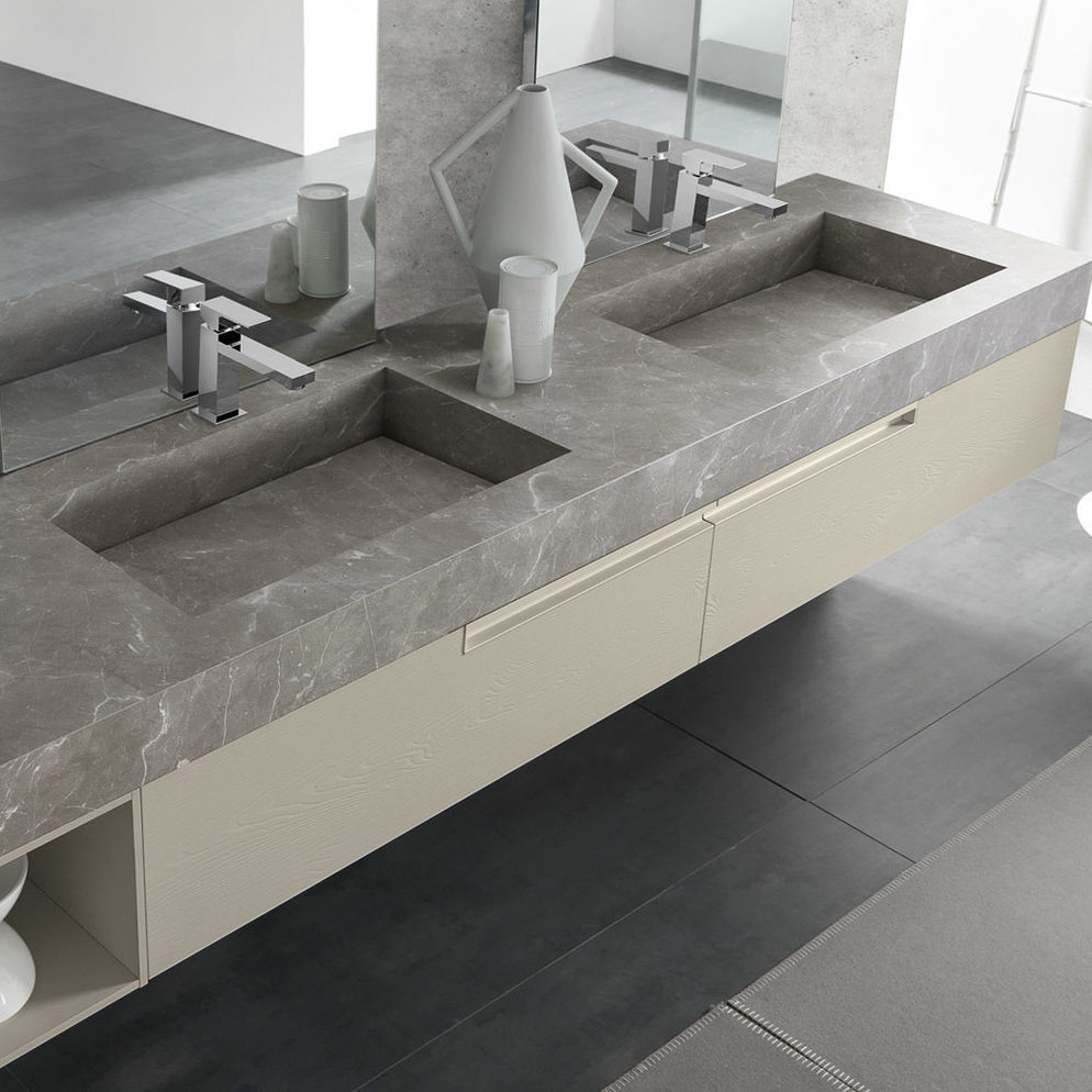 Doppeltes Waschbecken - C110 - BAXAR - Einbau / rechteckig / Keramik