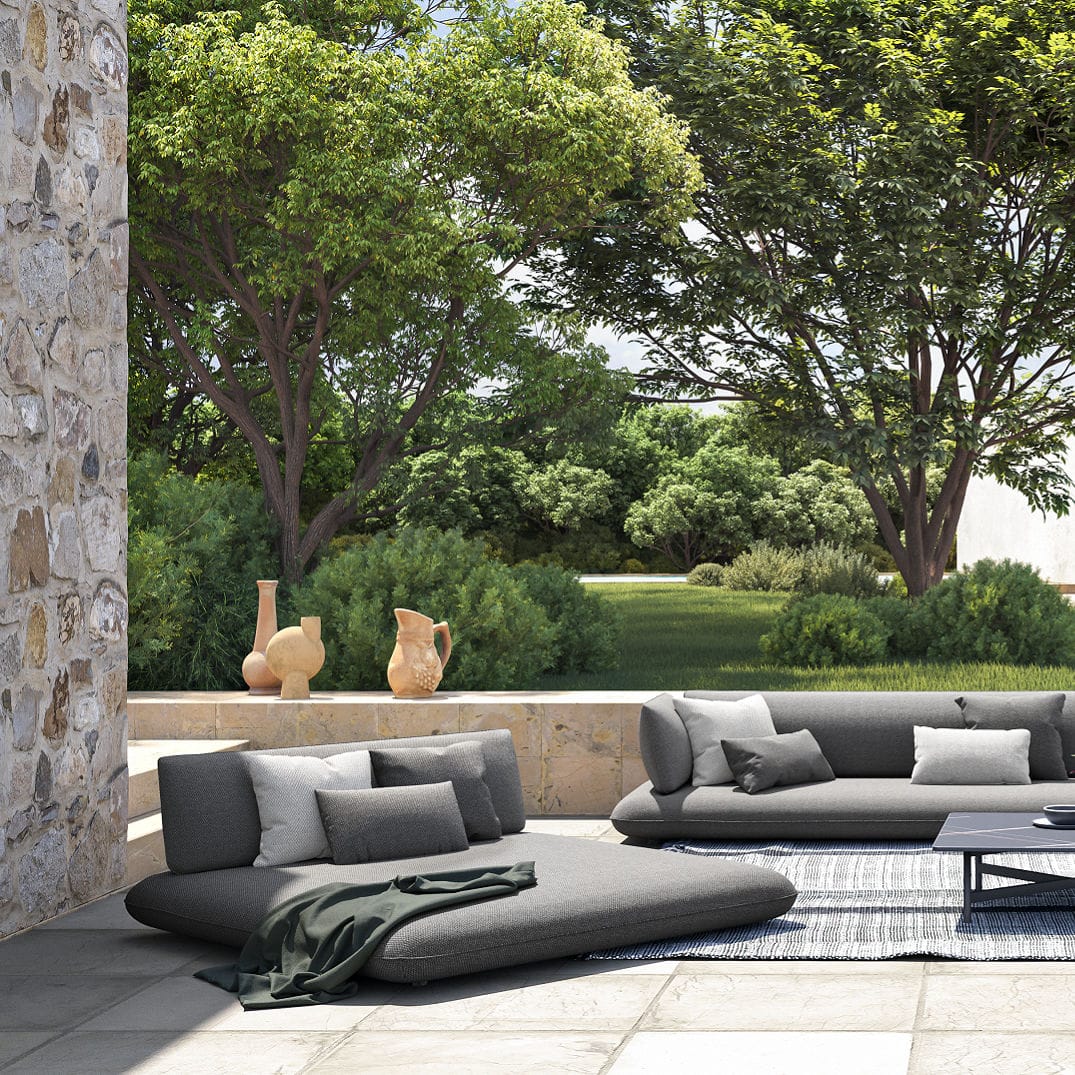 Garten-Bett / Doppelbett - OZE - IVINI - modern / Polster / Aluminium