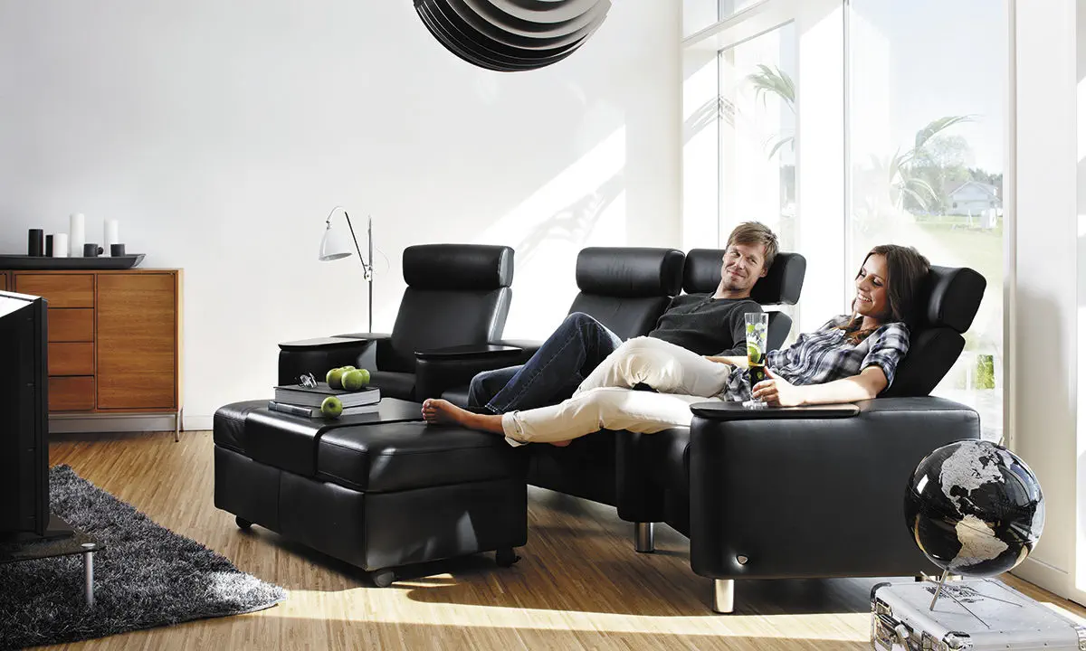 Moderner FuBschemel DOUBLE Stressless Stoff Leder fur den Innenraum