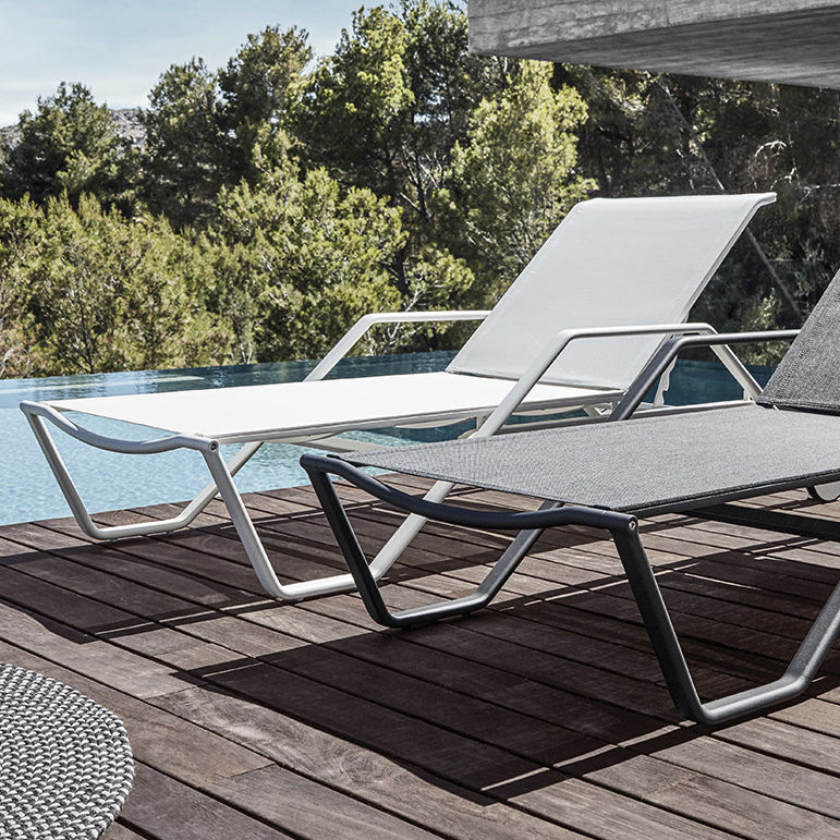 Moderne Sonnenliege 180 GLOSTER Stoff Aluminium F r Garten