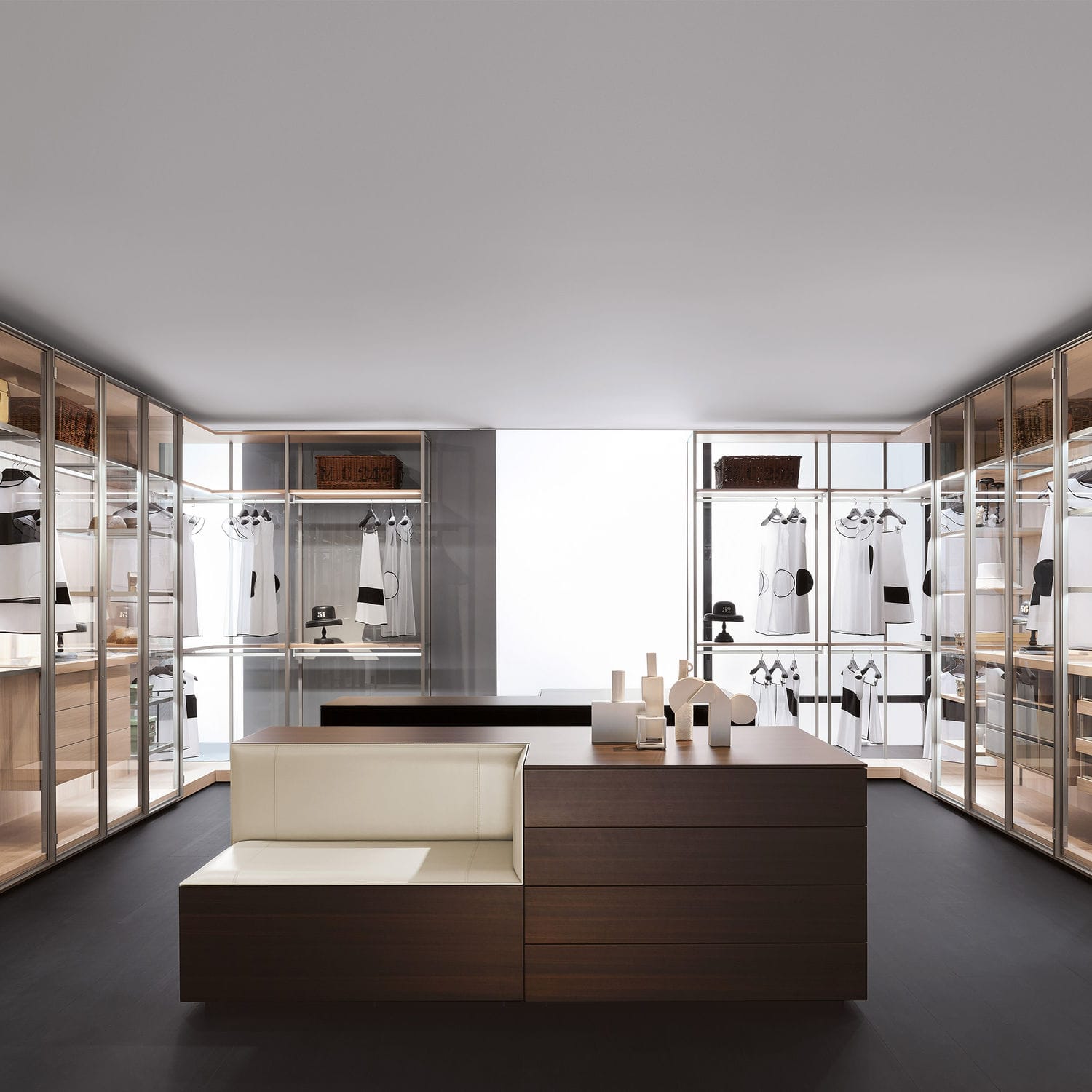 Wandmontierter begehbarer Kleiderschrank - STORAGE - Porro - Eck