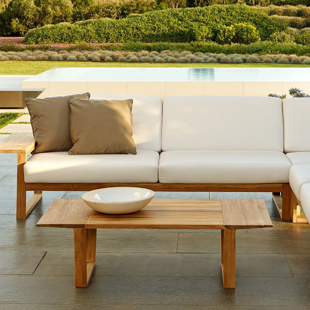 Moderner Couchtisch - LINEAL - POINT - aus Teakholz / rechteckig / Garten