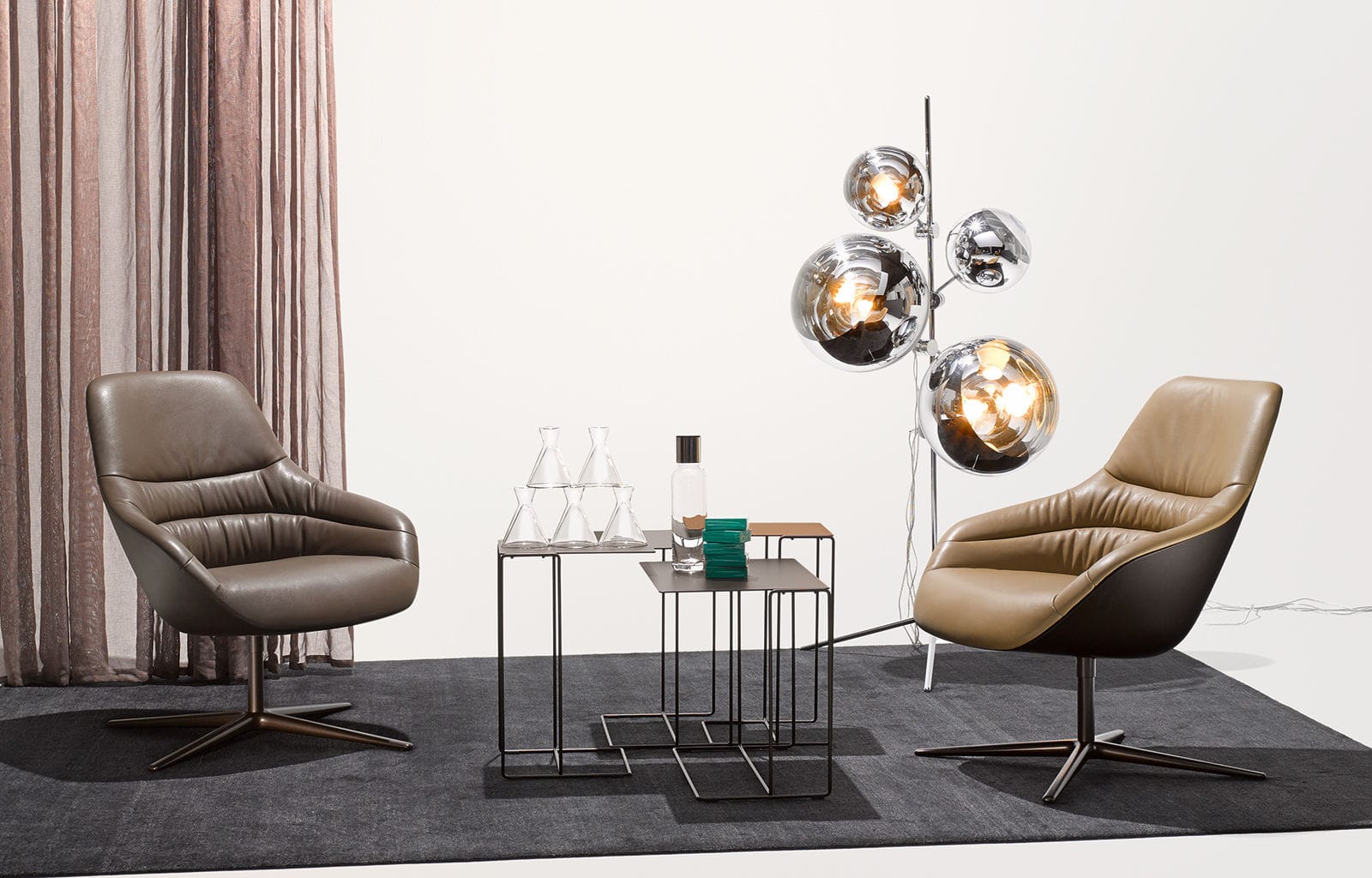 Moderner Sessel KYO LOUNGE Walter Knoll Leder / Ohren / beige