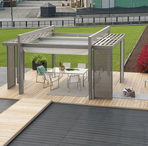 Selbsttragende Pergola - LARIA - Pircher Oberland - angebaut / aus