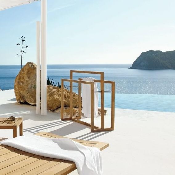 Handtuchhalter / 3 Stangen Siena MANUTTI bodenstehend / Teakholz