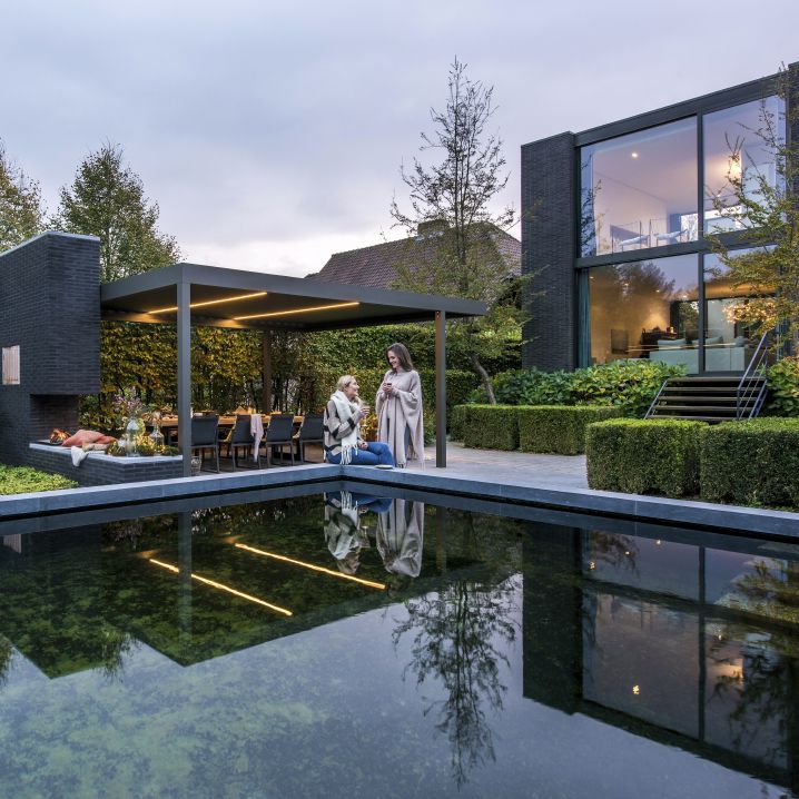 Selbsttragende Pergola - ALGARVE® - RENSON - angebaut / Aluminium / mit