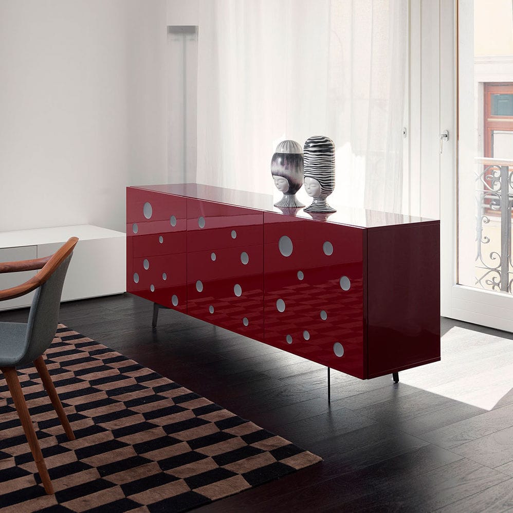 Modernes Sideboard Polka Dots CASAMANIA HORM Methacrylat / weiß / rot