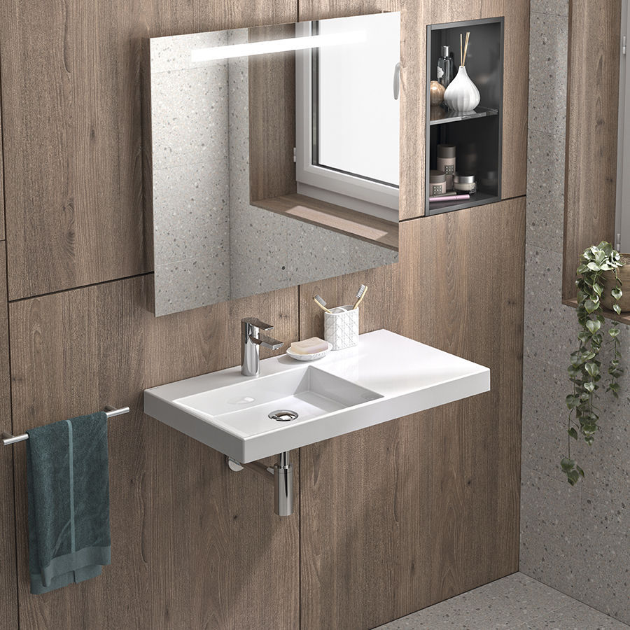 Wand-Waschbecken - VISTA - Sanindusa - Keramik / rechteckig / modern