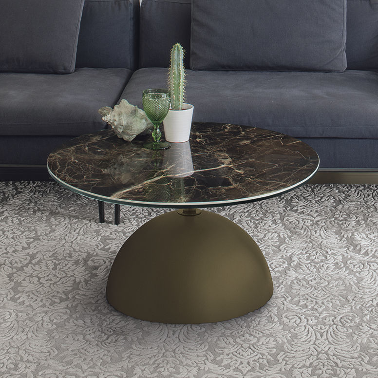 Moderner Couchtisch BULLET Target Point Feinsteinzeug / Gestell aus gestrichenem Metall / rund