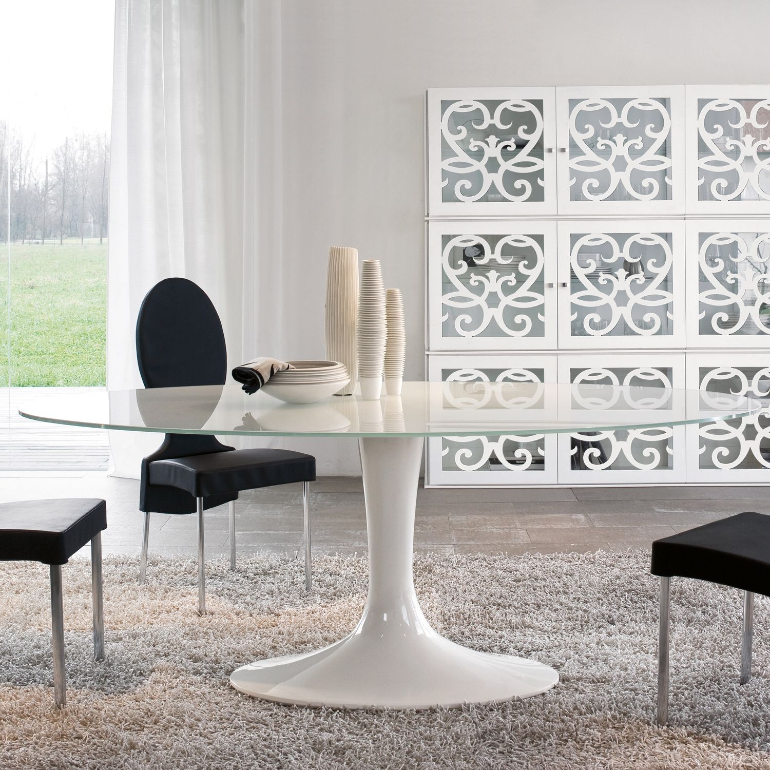 Moderner Esstisch - IMPERIAL - Tonin Casa - Marmor / Hartglas / oval