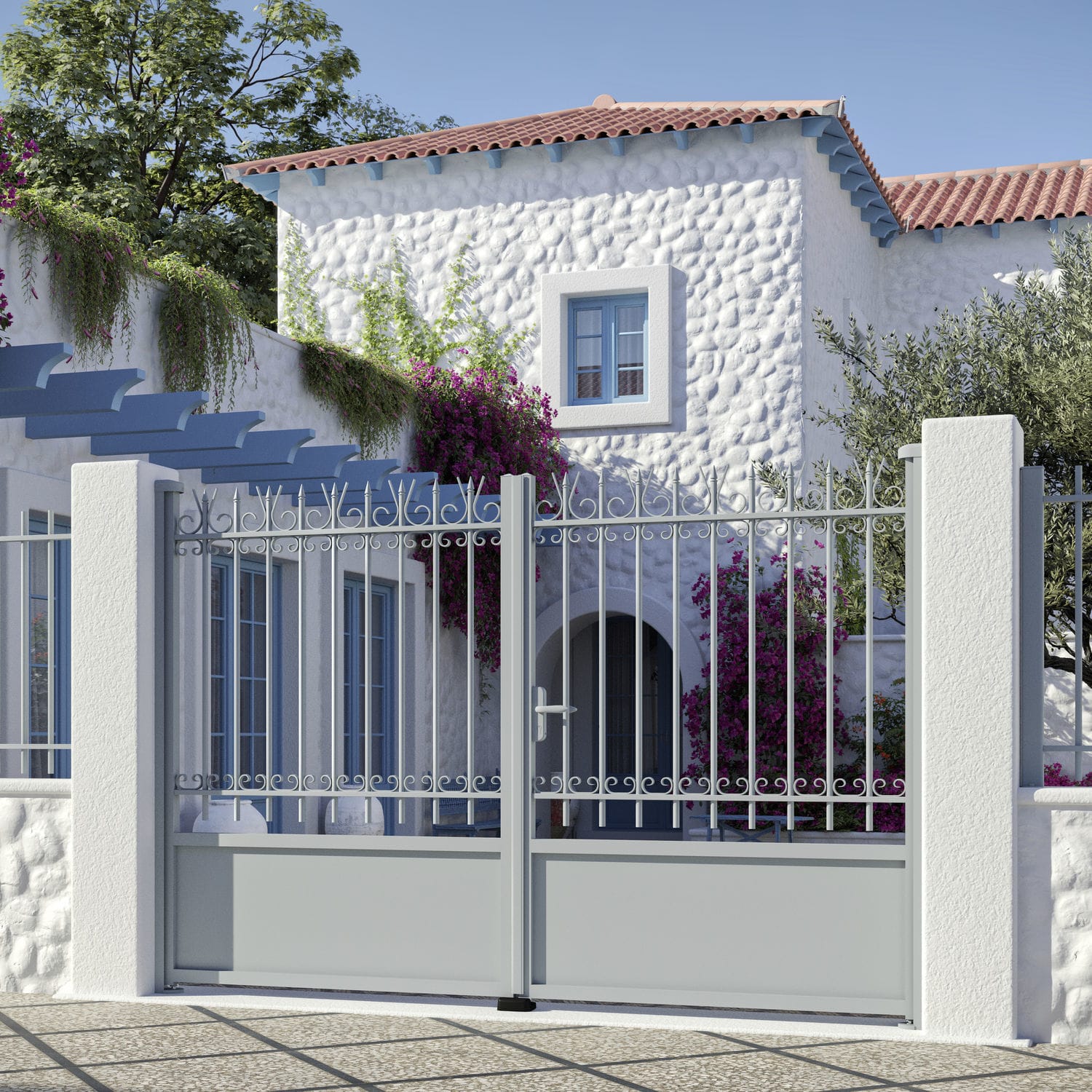 Einflügeliges Tor MESPAUL Kostum Schiebe / Aluminium / mit Stangen