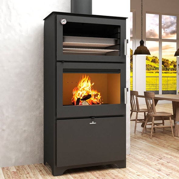 Holz-Kaminofen - MURANO-L - Bronpi Calefacción, S.L. - 14 kW / bodenstehend  / modern