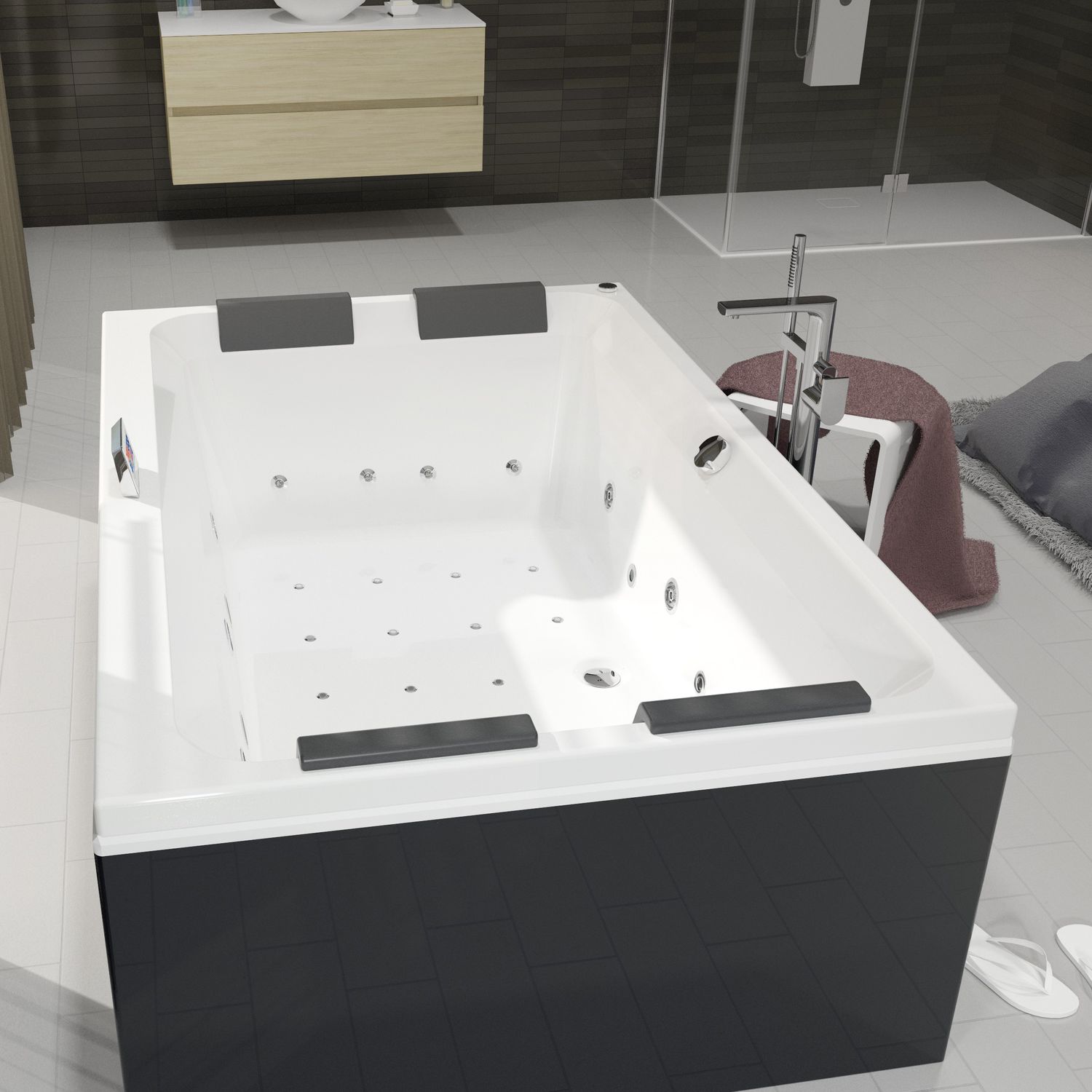 Massage-Badewanne - OLIVIA - RIHO - doppelt / aus Acryl / weiß