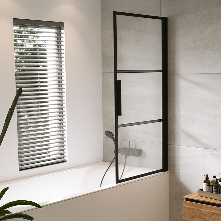 Schwenkbarer Badewannen-Duschwand - GRID GB501 - RIHO - Hartglas