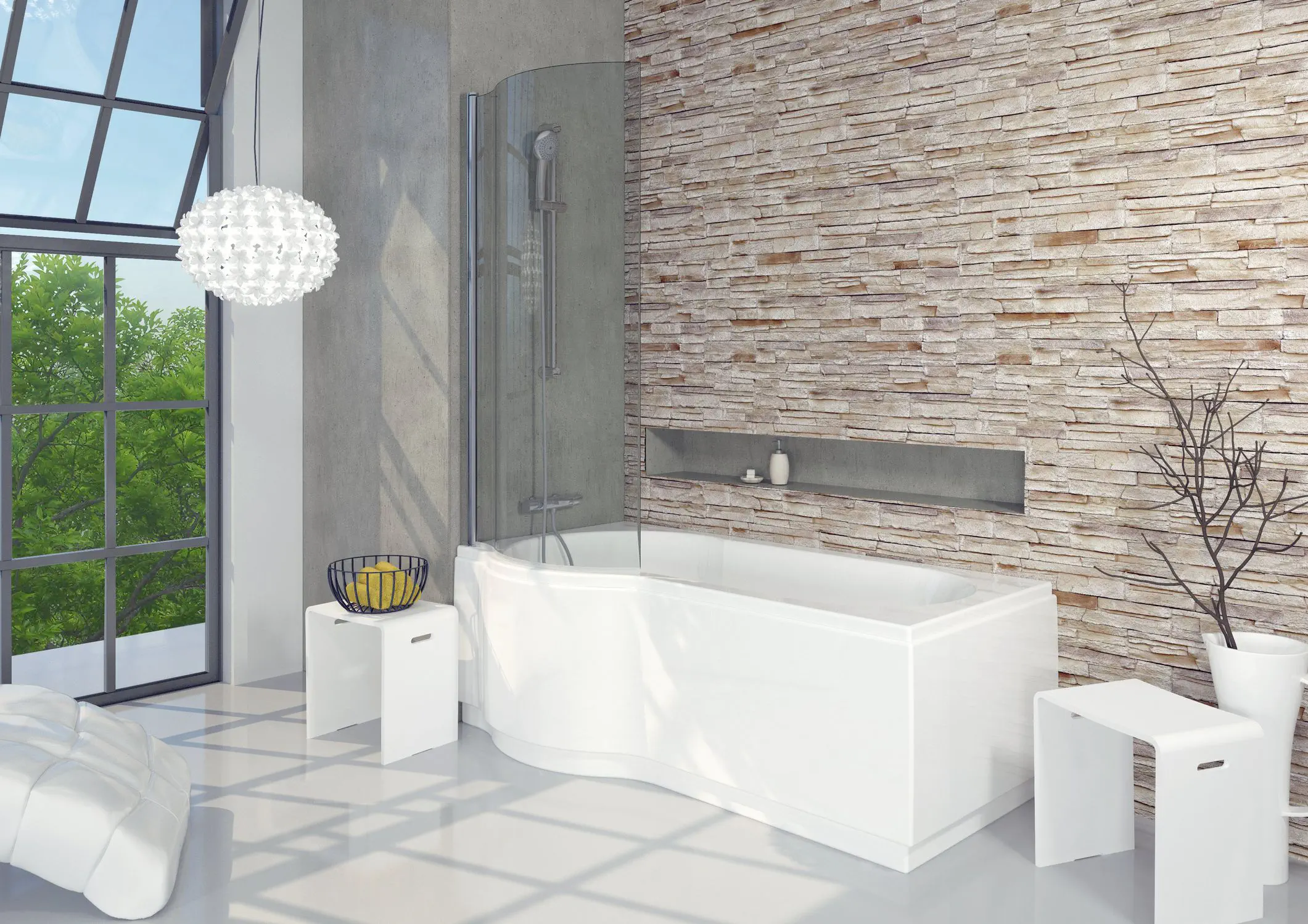 Einflügeliger Badewannen-Duschwand - NOVIK Z108 DORADO