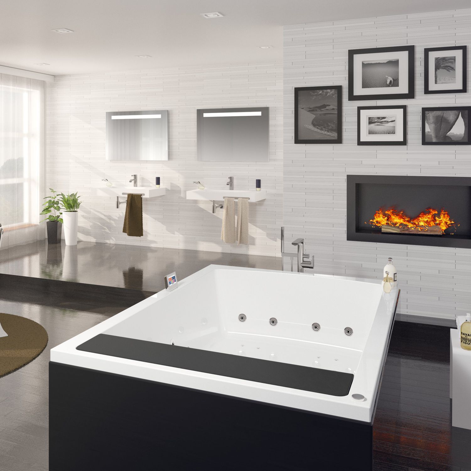 Freistehende Badewanne - ANNA - RIHO - Wassermassage / doppelt / aus Acryl