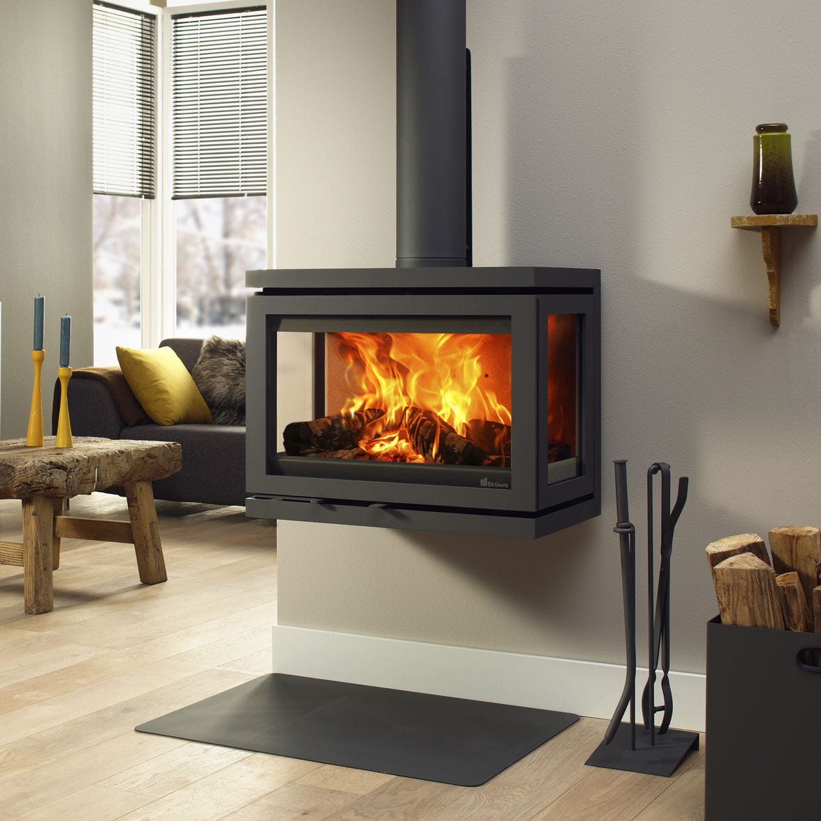 Holz-Kaminofen - DIK GEURTS VIDAR WALL - DRU - 9 kW / 6 kW / wandmontiert