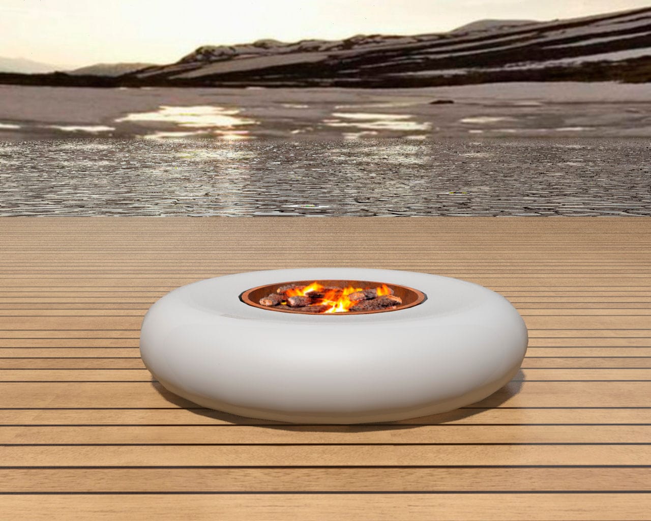 Holzkamin - LANDSCAPES - Amop Synergies - modern / offene Feuerstelle