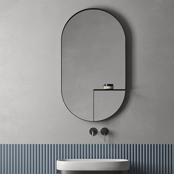 Wandmontierter Spiegel für Badezimmer - ex.t - modern / oval / Messing